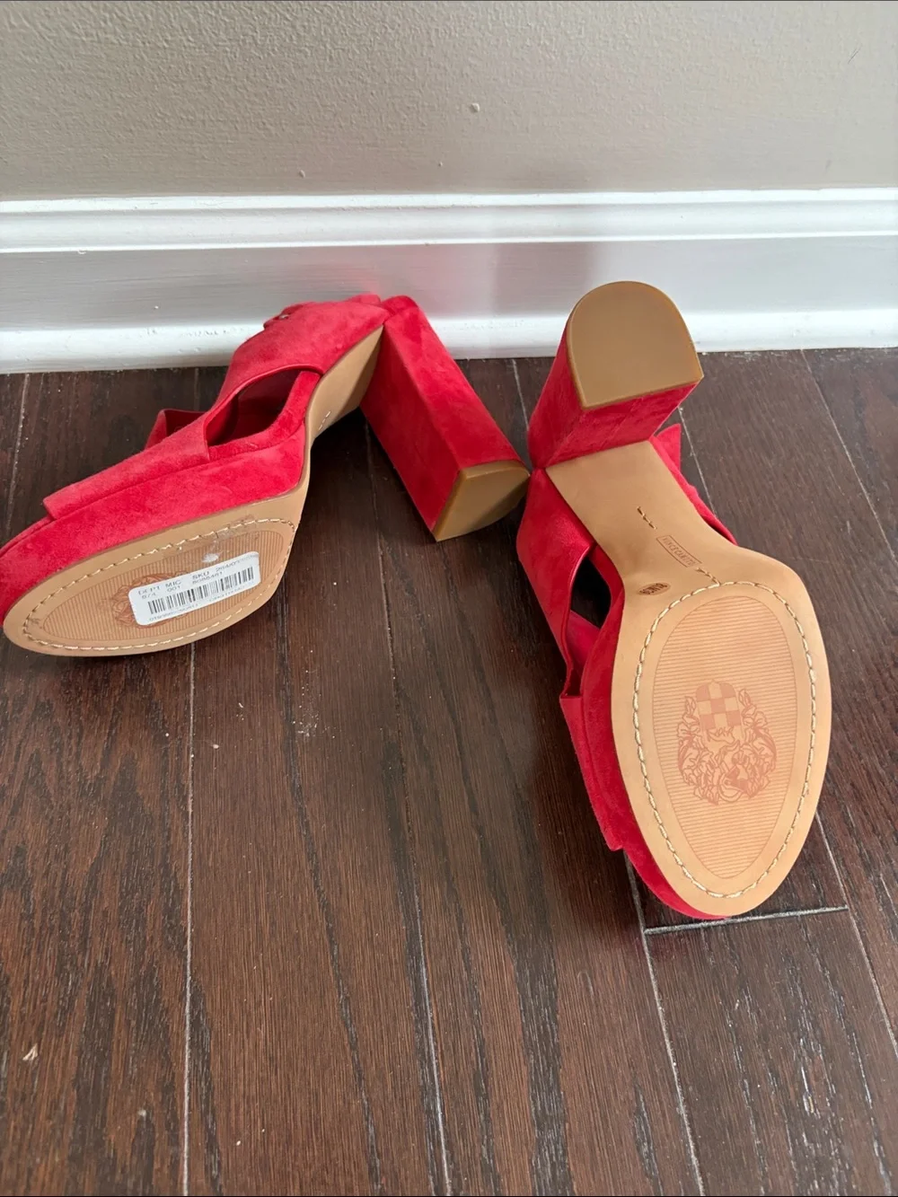 Hot Red Vince Camuto Suede Peep-Toe Slingback Heels - 8.5 M / 39